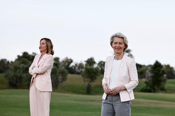 Giorgia Meloni in Ursula von der Leyen | "Doslej smo dobro sodelovali in tako bo tudi v prihodnje," je italijanska premierka dejala v pogovoru za italijanski časnik Corriere della Serra. | Foto Reuters