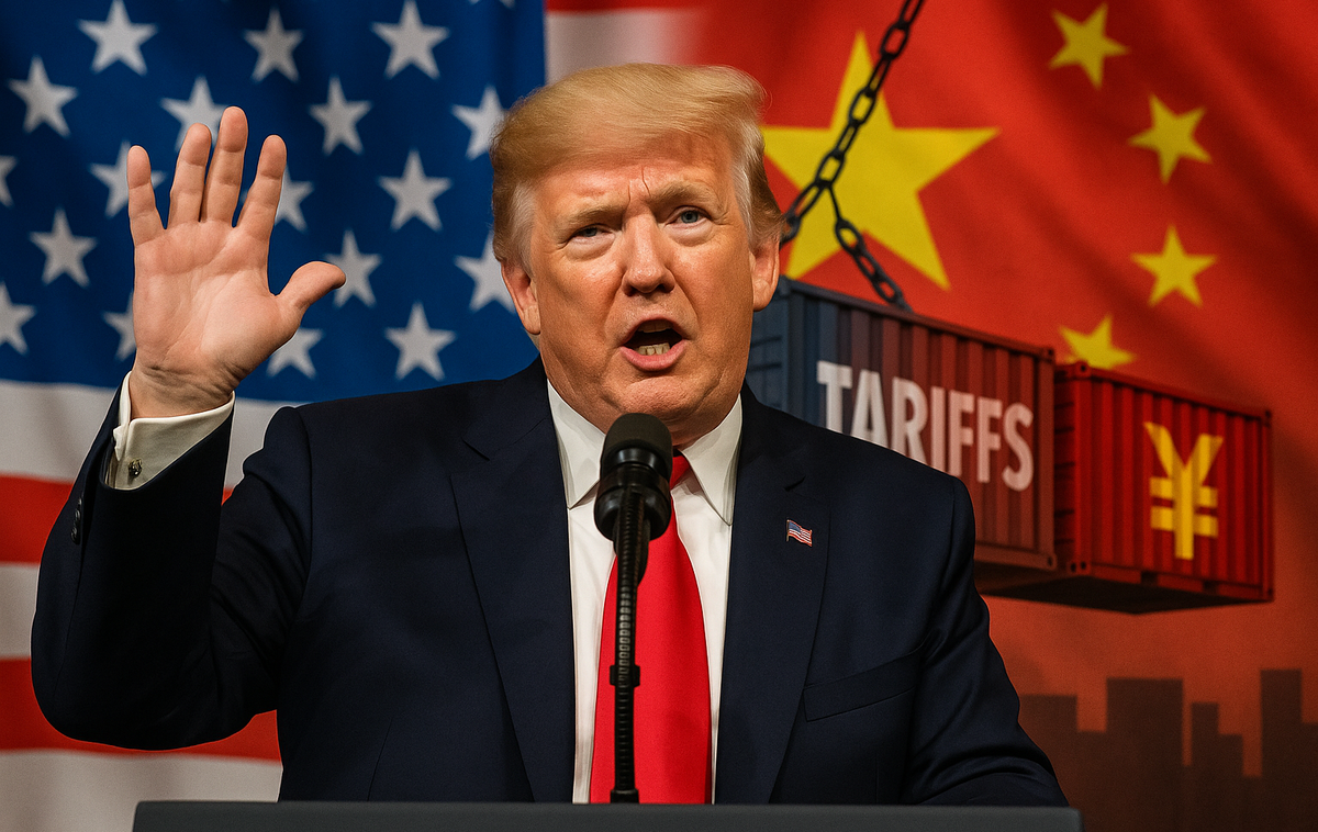 Donald Trump Kitajska | ZDA in Kitajska podpisali 90-dnevni dogovor o znižanju carin po pogajanjih v Ženevi. | Foto Fotografija je bila ustvarjena s pomočjo umetne inteligence