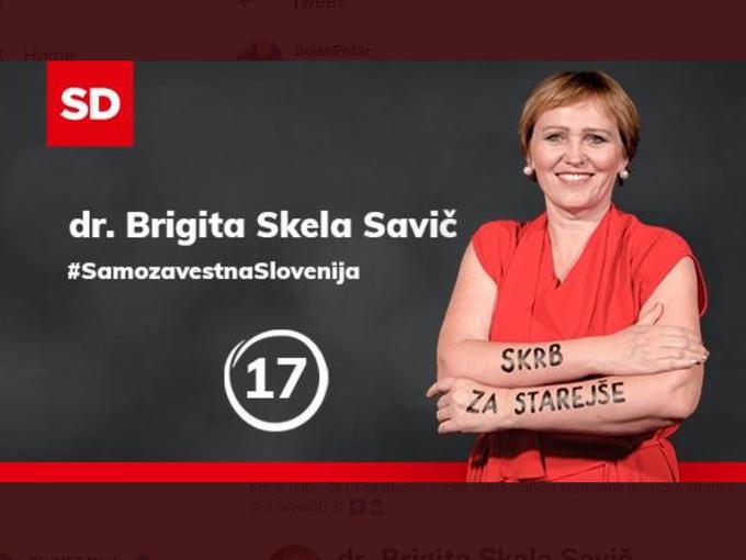 Dr. Brigita Skela Savič, ki velja za kader stranke SD, svoje sledilce na družbenem omrežju Twitter sicer pogosto poziva, naj se cepijo proti bolezni covid-19.  | Foto: Twitter / Posnetek zaslona