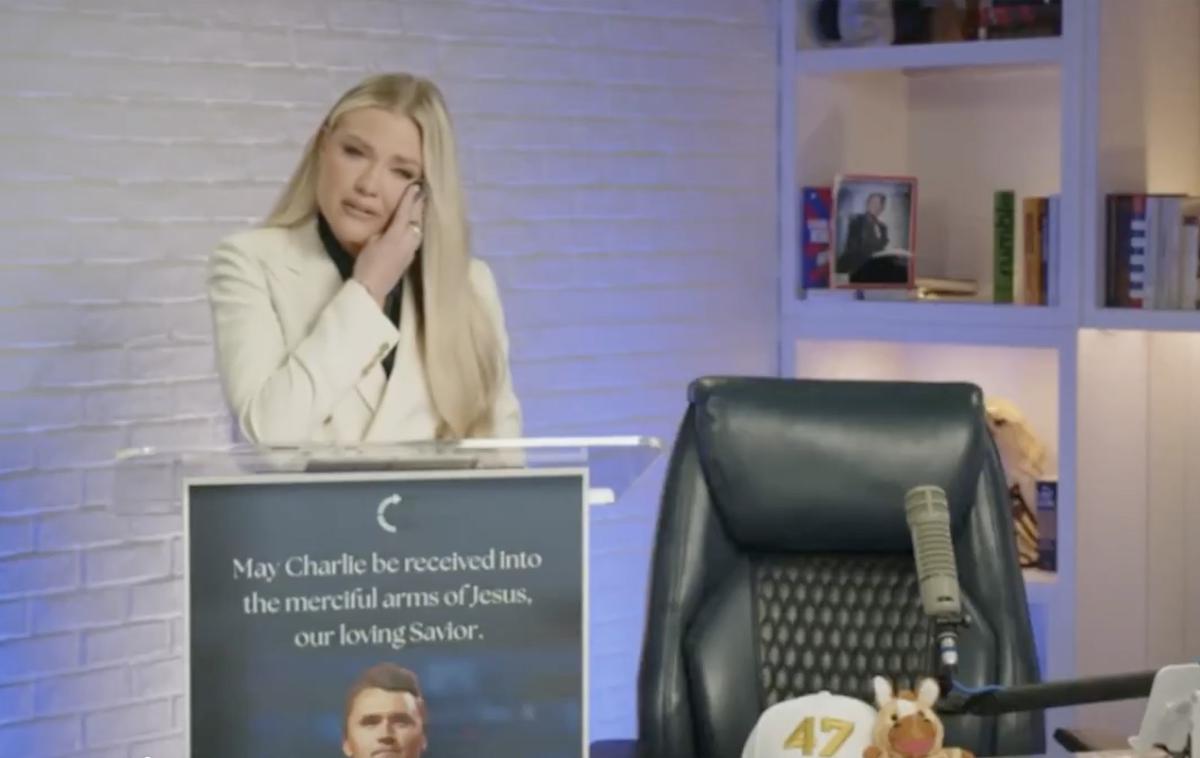Erika Kirk | Erika Kirk je dejala, da bo njen jok po vsem svetu odmeval kot "bojni krik" in da se zagovorniki vrednot in stališč, ki jih je zagovarjal Charlie Kirk, ne bodo nikoli predali.  | Foto Profimedia