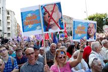 Protest v Budimpešti proti do Evrope sovražni politiki predsednika madžarske vlade Viktorja Orbana.