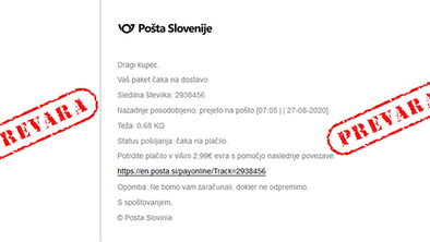Pošta opozarja: Pojavila so se lažna sporočila