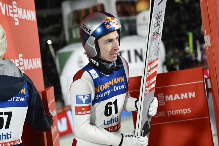 Daniel Tschofenig se je v soboto v Lahtiju povzpel na najvišjo stopničko. Dobitnika velikega kristalnega globusa je prehitel za 0,6 točke. | Foto: Guliverimage