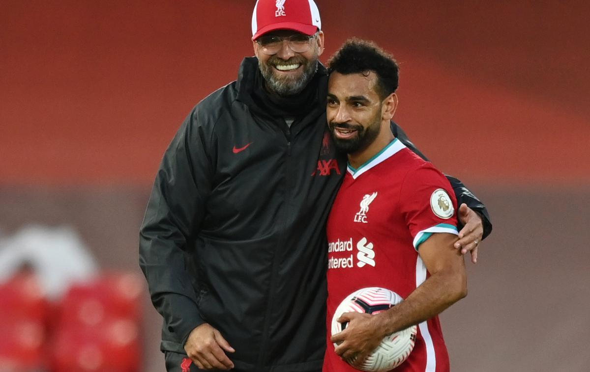 Mohamed Salah Jürgen Klopp | Trener Liverpoola Jürgen Klopp bo še naprej sodeloval s prvim zvezdnikom kluba Mohamedom Salahom. | Foto Reuters