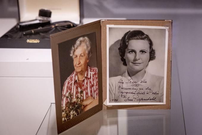 Fotografiji nemške režiserke Leni Riefenstahl (na levi iz leta 1994, na desni iz leta 1936) sta spomin na olimpijske igre v Berlinu leta 1936. | Foto: Ana Kovač