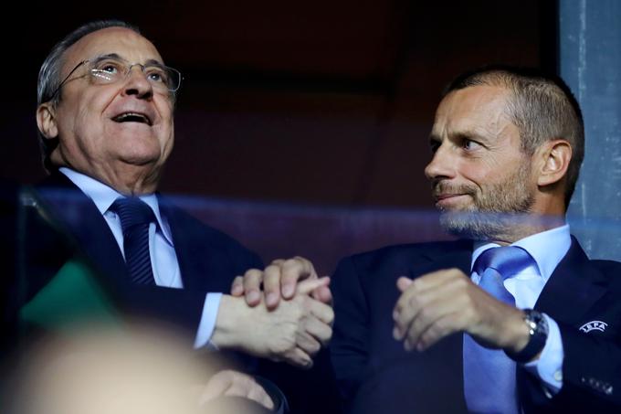 Predsednik Reala Florentino Perez in predsednik Uefe Aleksander Čeferin sta bila soseda v častni loži štadiona v Talinu na evropskem superpokalu. | Foto: Getty Images