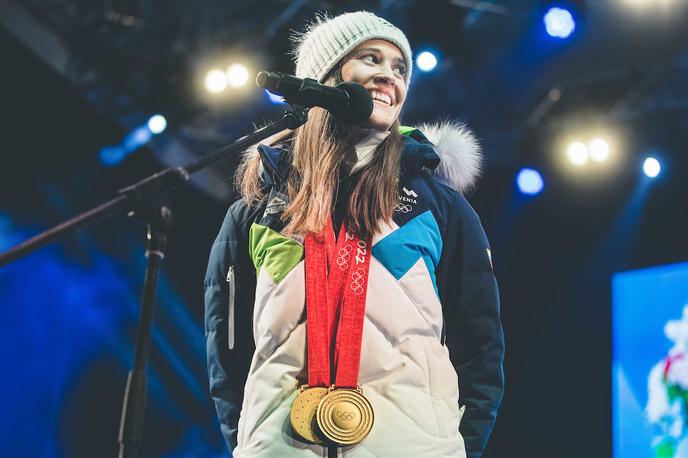 Urša Bogataj Sprejem | Urša Bogataj je na zimskih olimpijskih igrah v Pekingu osvojila kar dve zlati medalji. | Foto Grega Valančič/Sportida