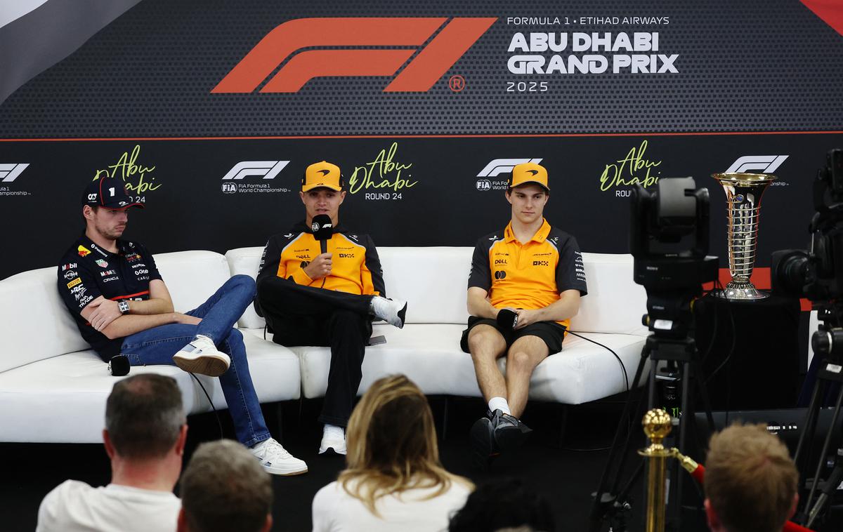 Abu Dabi Lando Norris Oscar Piastri | Max Verstappen, Lando Norris, Oscar Piastri in lovorika za naslov svetovnega prvaka | Foto Reuters
