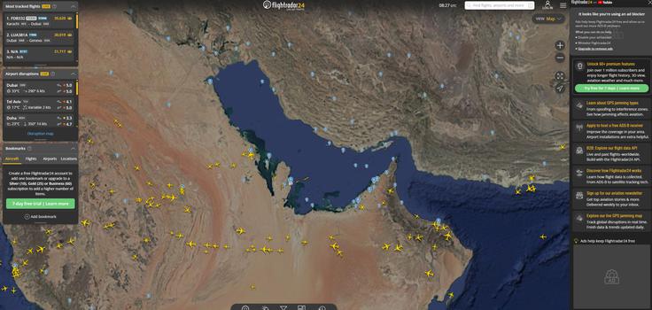 letalski promet | Foto: Flightradar24.com