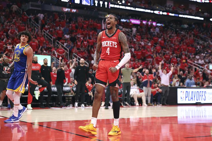 Jalen Green je proti Golden Statu zadel kar osem trojk. | Foto: Reuters