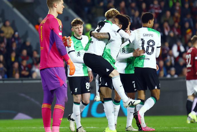 Liverpool napolnil mrežo Sparte, prvak Azerbajdžana neodločeno z Bayerjem
