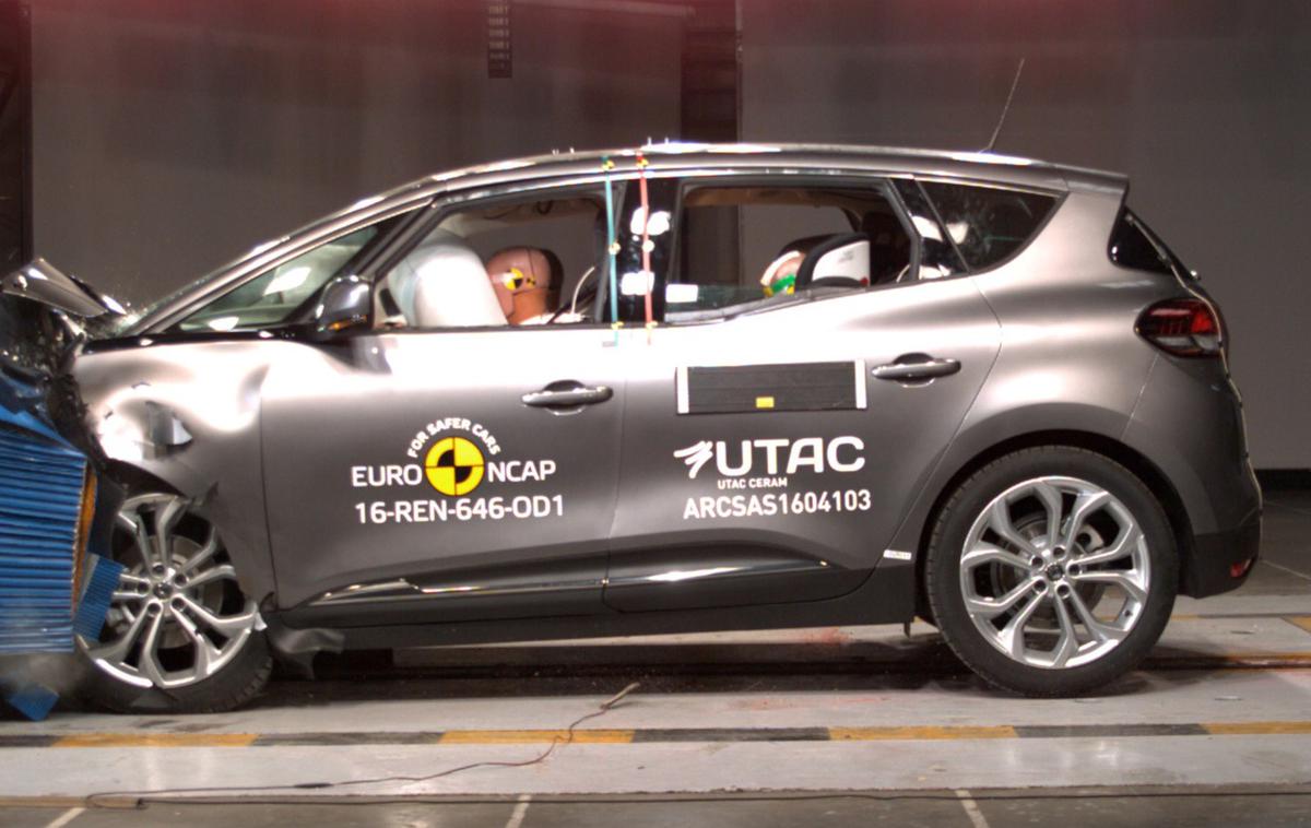 Renault scenic - 5 zvezdic EuroNCAP | Ni nujno, da je večji avto varnejši kot manjši, ki ima lahko pametno dodelane zmečkljive cone, izdatno ojačajo potniško varnostno celico in števlne varnostne pripomočke. | Foto EuroNCAP