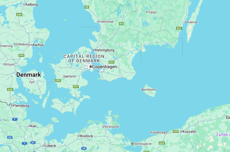 Danski otok Bornholm obsega 588 kvadratnih kilometrov. Na njem živi nekaj manj kot 40 tisoč ljudi.  | Foto: Google maps
