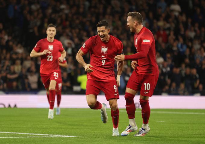 Robert Lewandowski je v Glasgowu prispeval zadetek in podajo k zmagi nad Škotsko. | Foto: Reuters