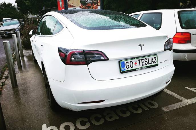 Tesla model 3 | Eden izmed slovenskih avtomobilov tesla model 3. | Foto Gregor Pavšič
