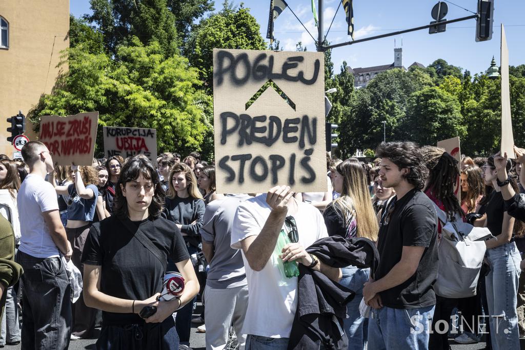 Protest študentov na Aškrčevi.