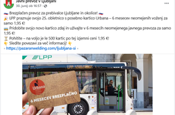 Pozor, prevara! Lažen oglas obljublja polletno LPP-vozovnico za 1,95 evra.