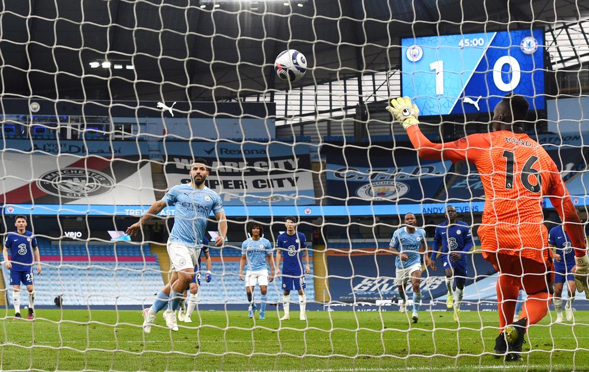 Sergio Aguero | Sergio Aguero je na sobotni tekmi med Manchester Cityjem in Chelseajem zastreljal enajstmetrovko. | Foto Guliverimage