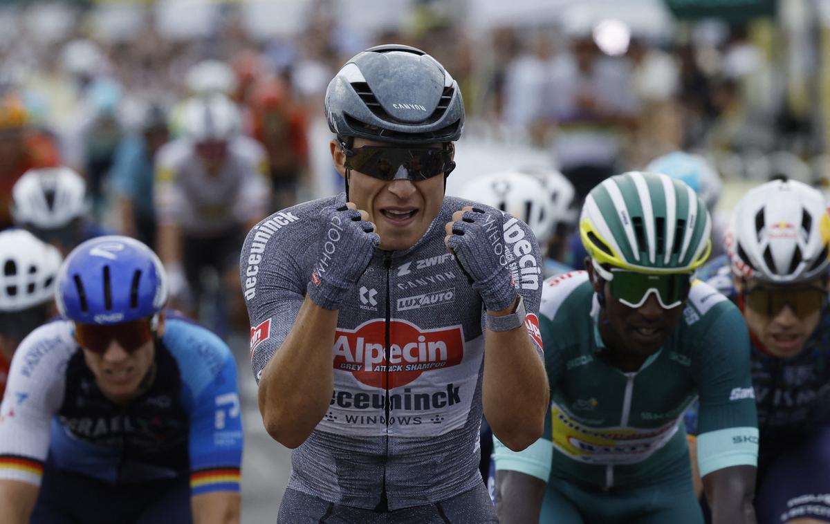 Jasper Philipsen | Jasper Philipsen se je razveselil etapne zmage. To je njegova sedma na Dirki po Franciji. | Foto Reuters