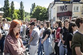 Protest študentov na Aškrčevi.