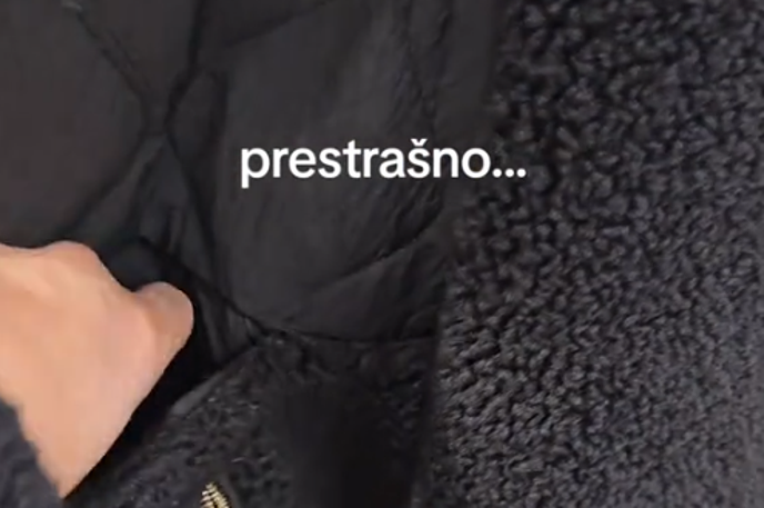 Žep Mango | V žepih jakne je našla več kosov zaščite pred krajo, pa tudi več etiket, ki so jih nepridipravi odtrgali z oblačil. | Foto TikTok