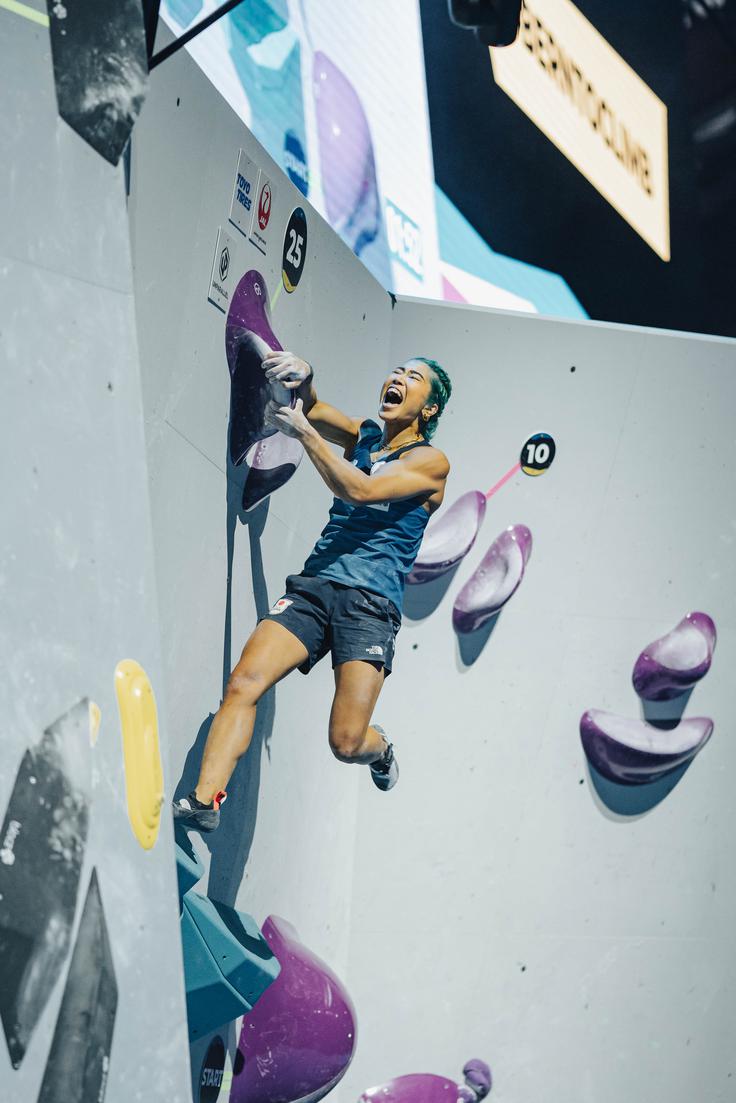 Miho Nonaka je kot edina osvojila vrh četrtega balvana. | Foto: Lena Drapella/IFSC