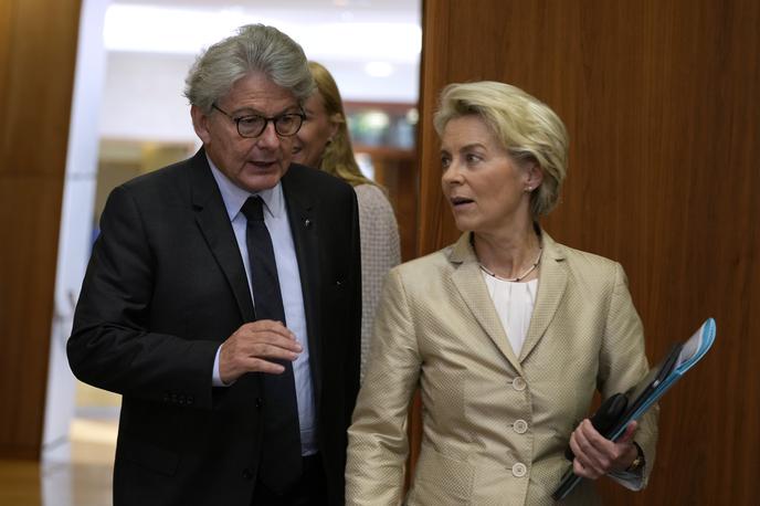 Thierry Breton in Ursula von der Leyen | Francoski kandidat Thierry Breton je nesprejemljiv za predsednico Komisije Ursulo von der Leyen. Breton, ki je liberalec, je pred letošnjimi evropskimi volitvami na družbenih omrežjih javno grajal Evropsko ljudsko stranko in predsednico Komisije. | Foto Guliverimage