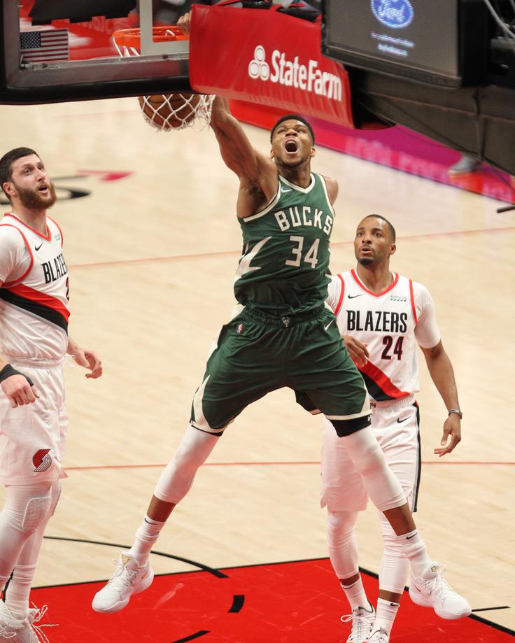 Giannis Antetokounmpo je ob zmagi nad Portlandom dosegel 47 točk. | Foto: Guliverimage/Vladimir Fedorenko
