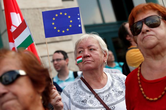 Protest v Budimpešti proti do Evrope sovražni politiki predsednika madžarske vlade Viktorja Orbana. | Foto: Reuters