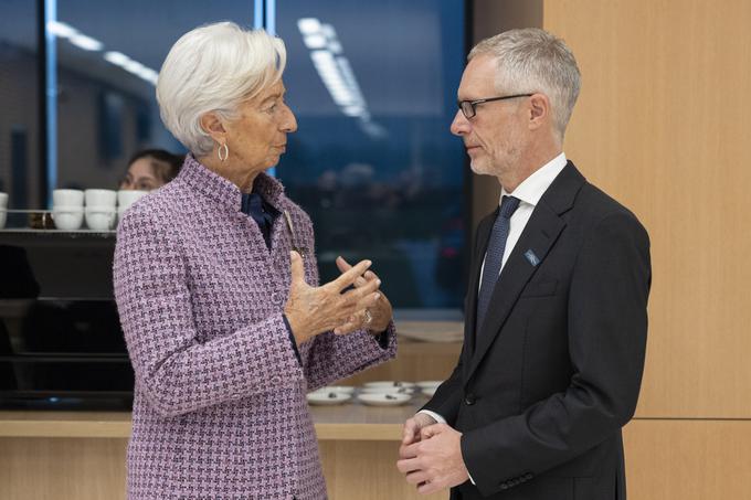 Predsednica ECB Christine Lagarde in guverner Banke Slovenije Boštjan Vasle na Brdu pri Kranju | Foto: STA