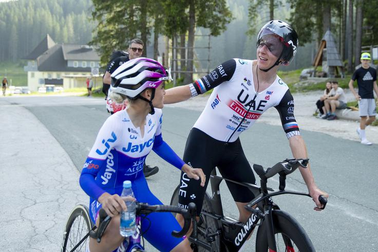 Na letošnjem državnem prvenstvu sta se oba veselila naslova v posamični vožnji na čas. Za danes upa Urška, da bo Tadej hitro vrtel pedala tudi na kronometru na Dirki po Franciji. | Foto: Ana Kovač