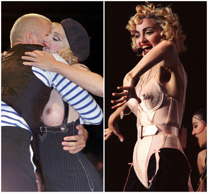 Gaultier je tisti, ki je Madonno oblekel v kultni koničasti nedrček, pa tudi v opravo, ki je njene prsi povsem razgalila. | Foto: Reuters