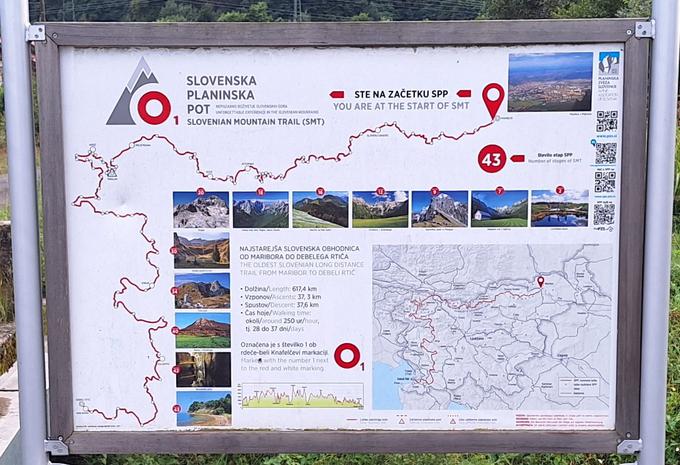 Informacijska tabla Slovenske planinske poti na začetku poti v Mariboru. | Foto: Andrej Stritar