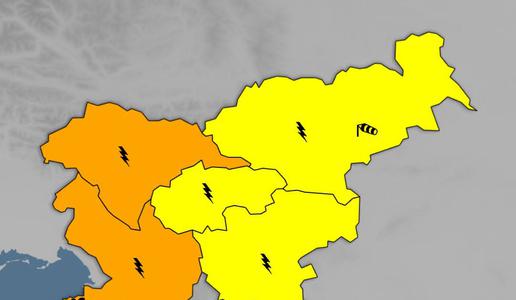 Arso z oranžnim opozorilom: proti večeru močan veter, nalivi, mogoča tudi toča #animacija