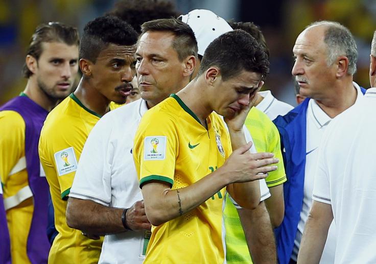 Objokani brazilski nogometaši po koncu tekme | Foto: Reuters