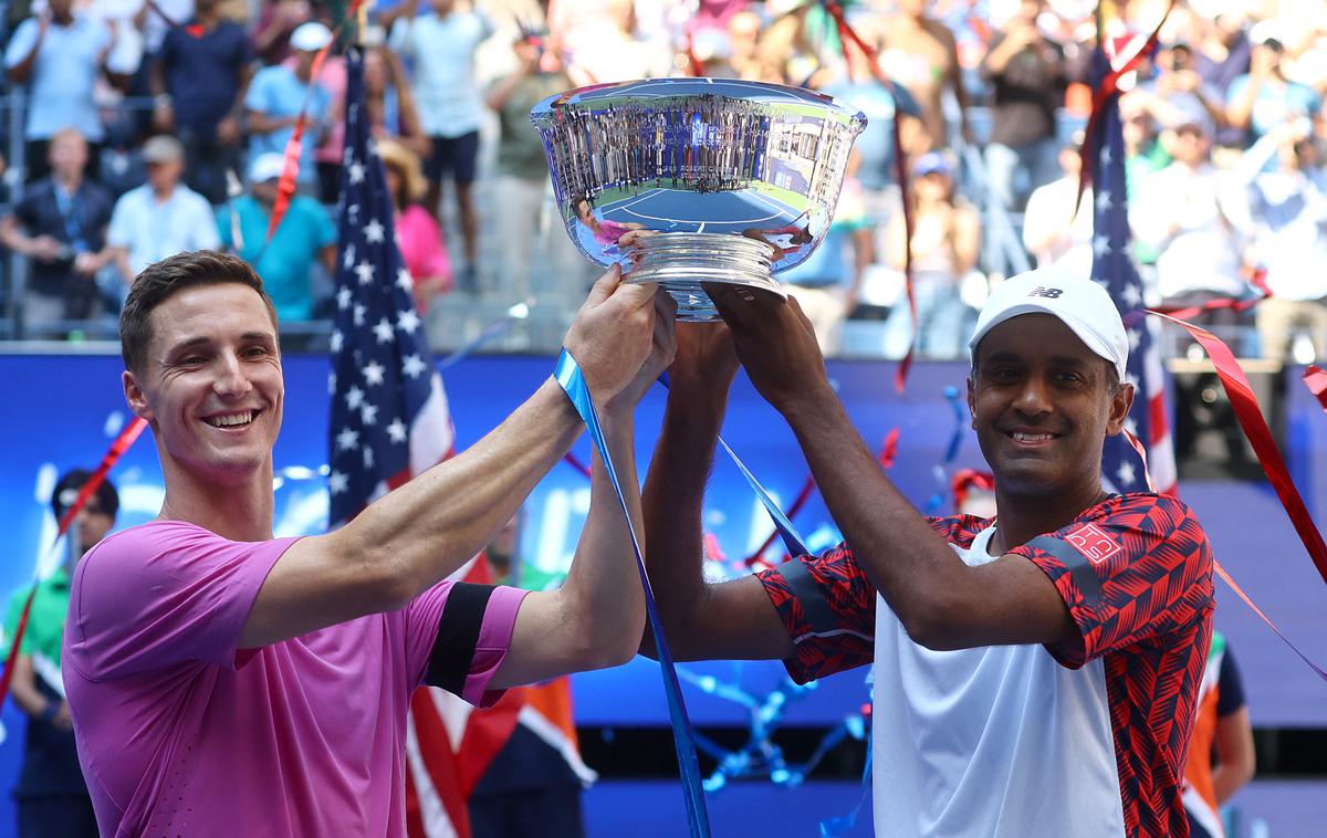 Rajeev Ram Joe Salisbury | Ram in Salisbury sta šele druga igralca v odprti eri tenisa, ki sta na grand slamu v New Yorku ubranila naslov. | Foto Reuters