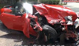 Izmikal se je živali in čelno trčil v tovornjak, ferrari 599 GTB uničen