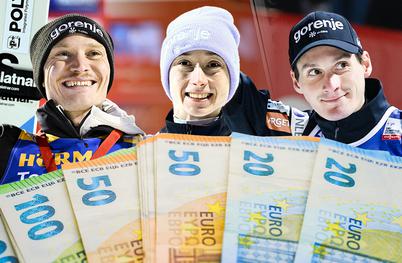 Zaslužki skakalcev: Domen Prevc razred zase, Nika Prevc ostaja žal močno podplačana