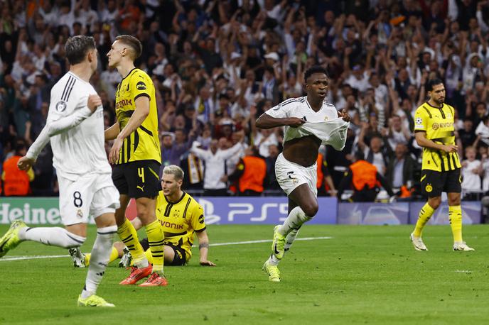 Vinicius Junior, Real Madrid - Borussia Dortmund | Vinicius Junior je k zmagi Reala prispeval tri gole. | Foto Reuters