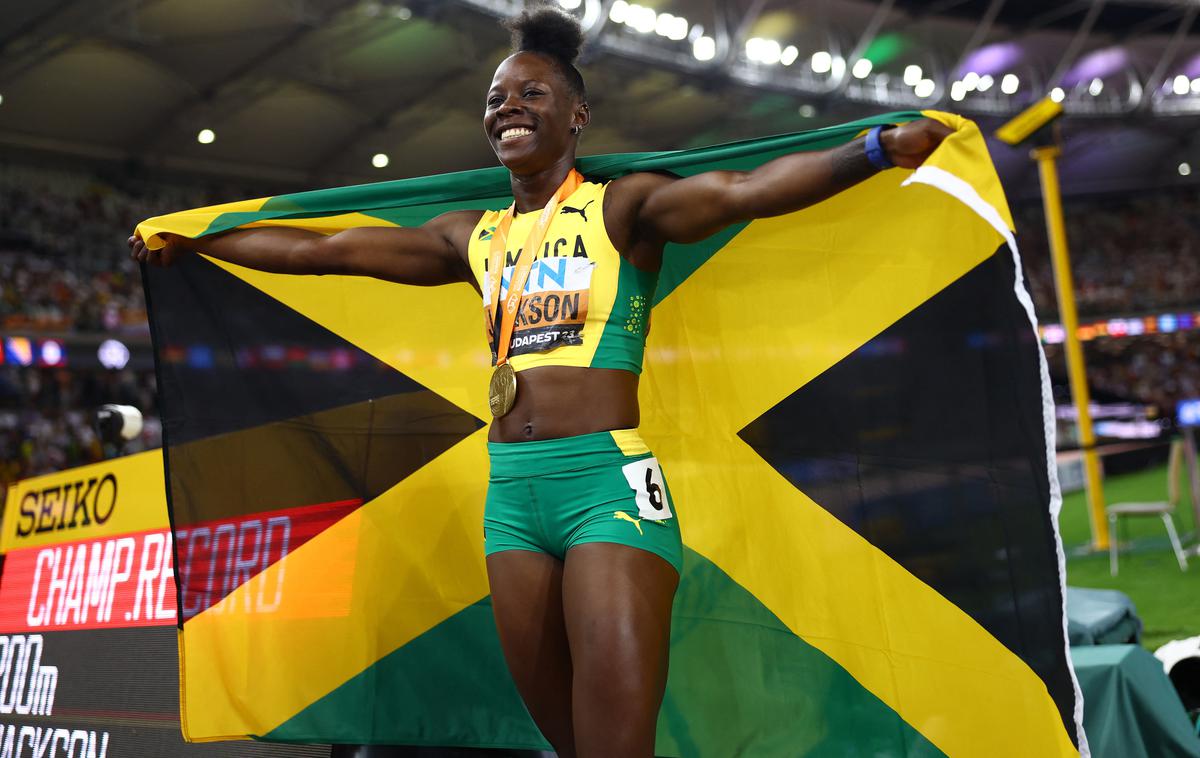 Shericka Jackson | Shericka Jackson je odpovedala anstop na 100 metrov, osredotočila se bo le na 200-metrsko razdaljo. | Foto Reuters
