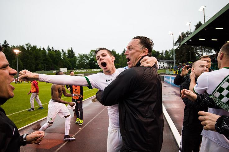 Prvič je proslavljal naslov državnega prvaka leta 2016 v dresu Olimpije. Takrat so se zmaji povzpeli na slovenski prestol prvič po 21 sušnih letih, veselje nogometašev je bilo po zmagi nad Rudarjem v Velenju nepopisno. | Foto: Saša Pahić Szabo