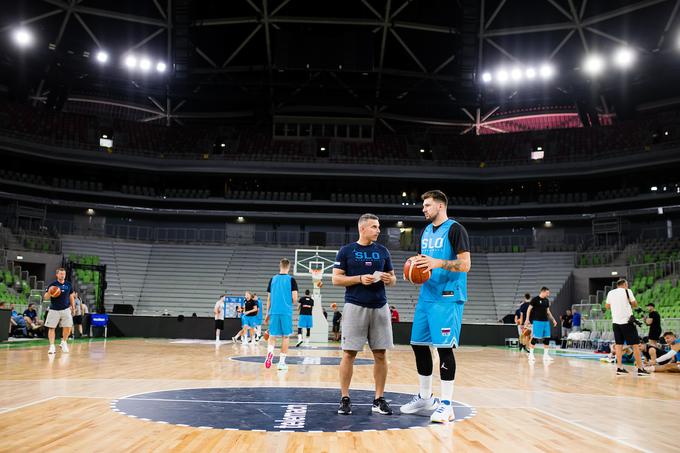 slovenska košarkarska reprezentanca trening, Luka Dončić, Jernej Valentinčič | Foto: Grega Valančič/Sportida