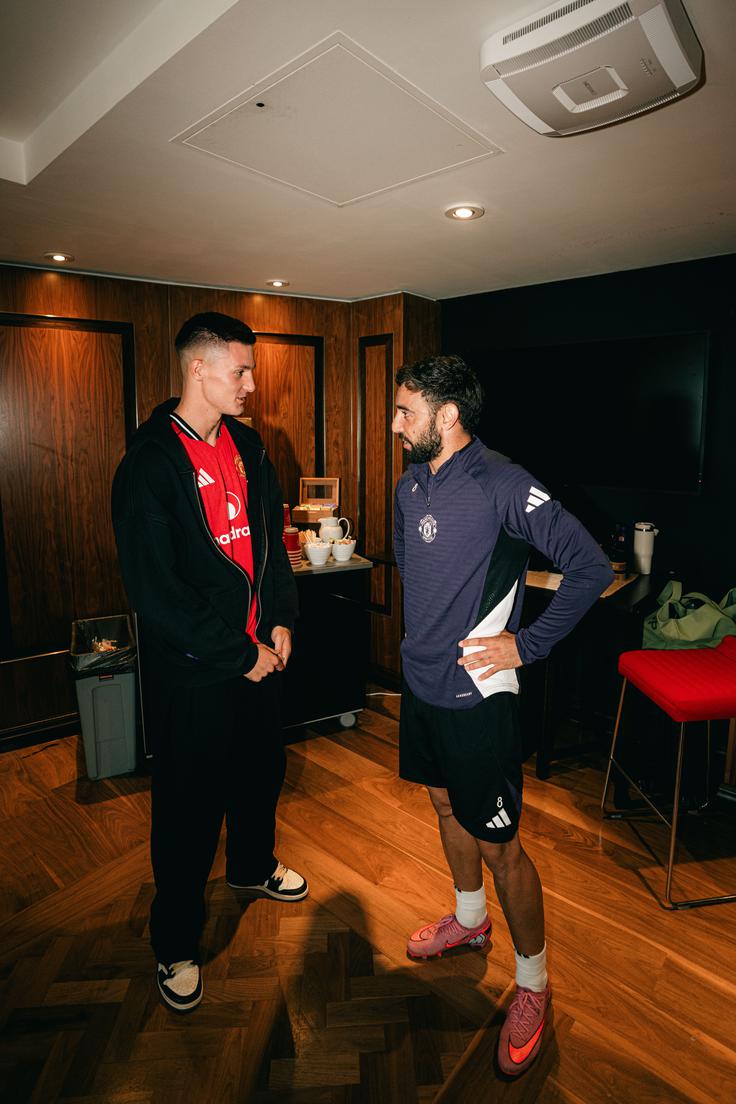Benjamin Šeško in trener Ruben Amorim | Foto: Manchester United