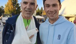 Predsednik Kolesarske zveze Slovenije padel na dogodku Primoža Rogliča