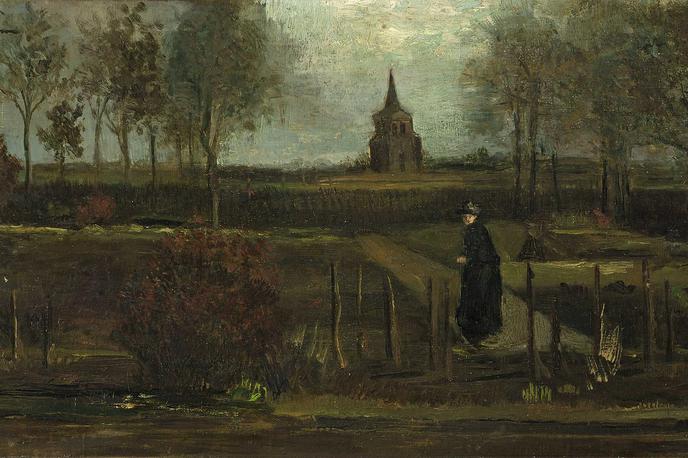 Spomladanski vrt župnije, Vincent van Gogh | Slika izvira iz razmeroma zgodnjega obdobja Van Goghove kariere, preden je umetnik začel slikati svoja postimpresionistična dela, kot so Sončnice in avtoportreti. | Foto Wikipedia