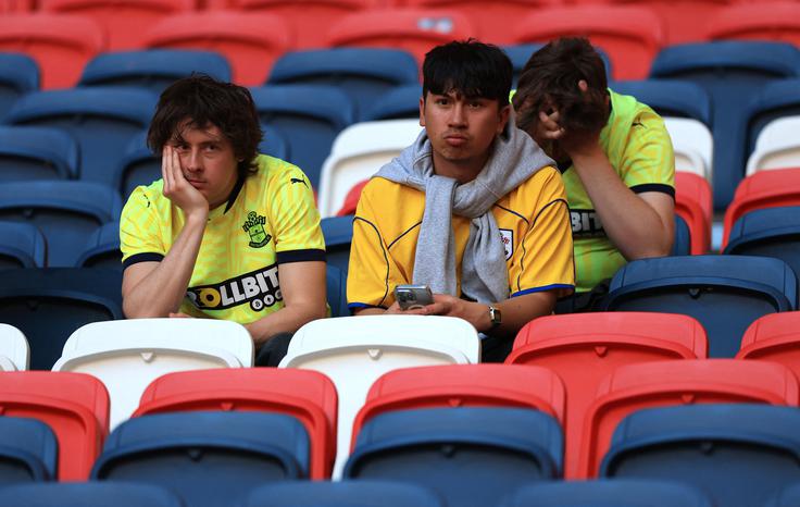 Razočaranje navijačev Southamptona, ki so bili do 83. minute v sedmih nebesih. | Foto: Reuters