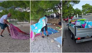 Tako so v Makarski s plaže odstranili vse "rezervacije" z brisačami #video