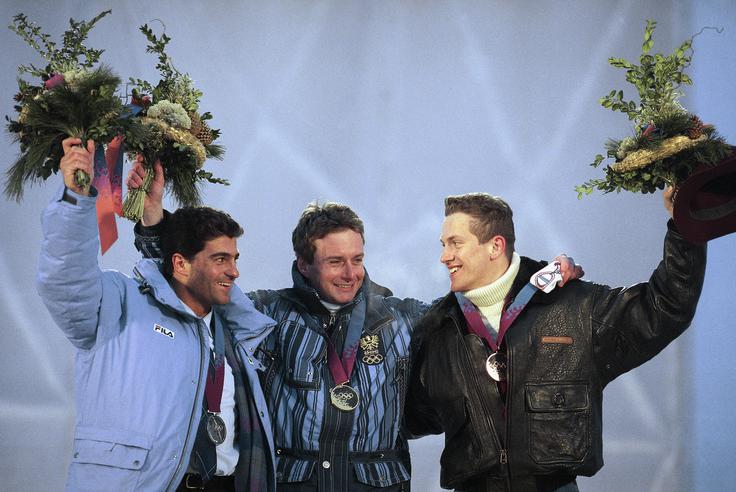 Drugi Tomba, zmagovalec Stangassinger in bronasti Košir v Lillehammerju 1994 | Foto: AP / Guliverimage