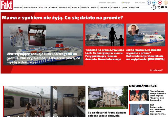 Poljski mediji poročajo, da deček najverjetneje ni ponesreči padel s trajekta. | Foto: Fakt