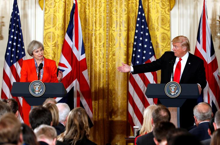Theresa May Donald Trump Datum obiska Trumpa v Londonu za zdaj ni znan. | Foto: Reuters